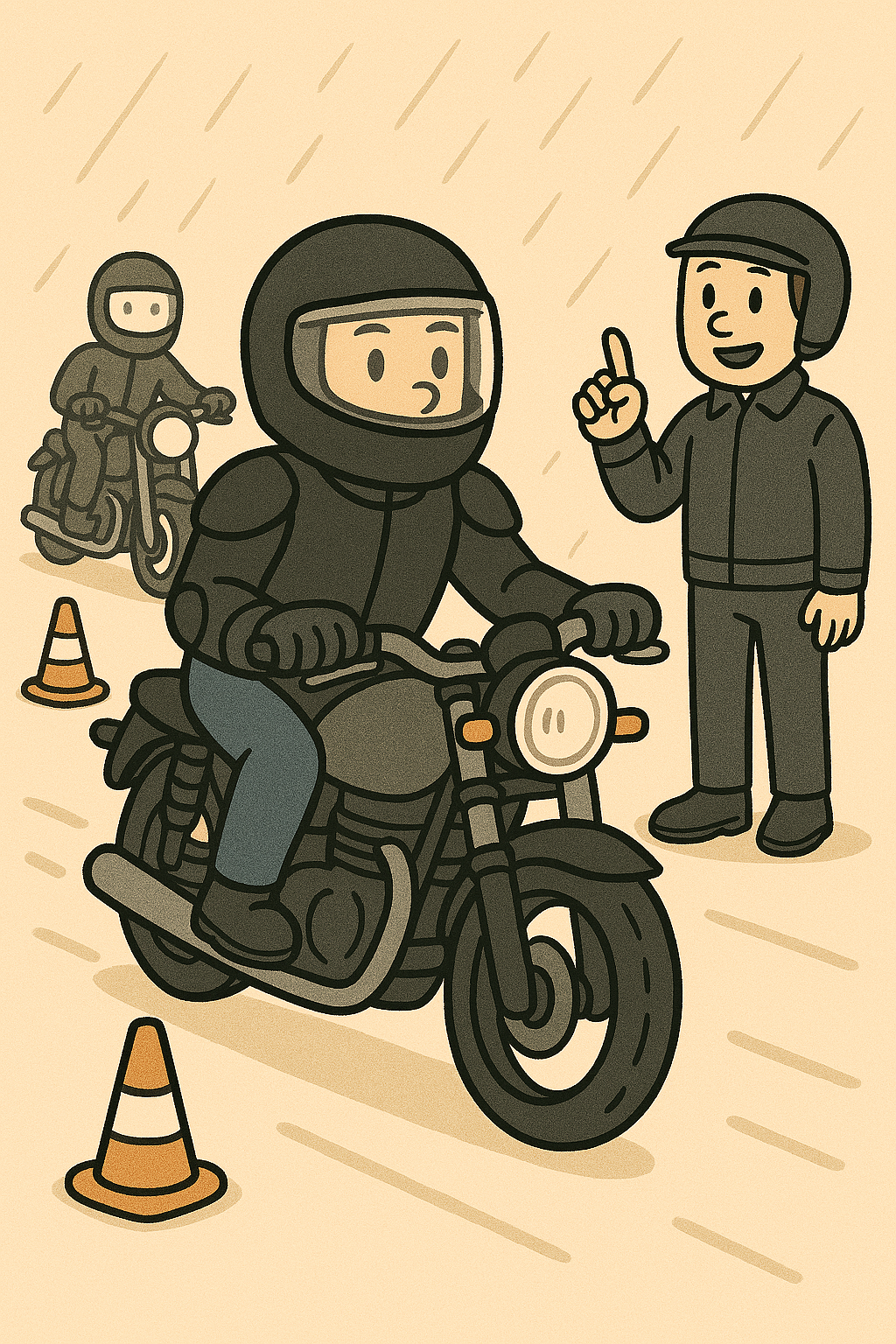 Groupe de motards en stage de perfectionnement sur circuit